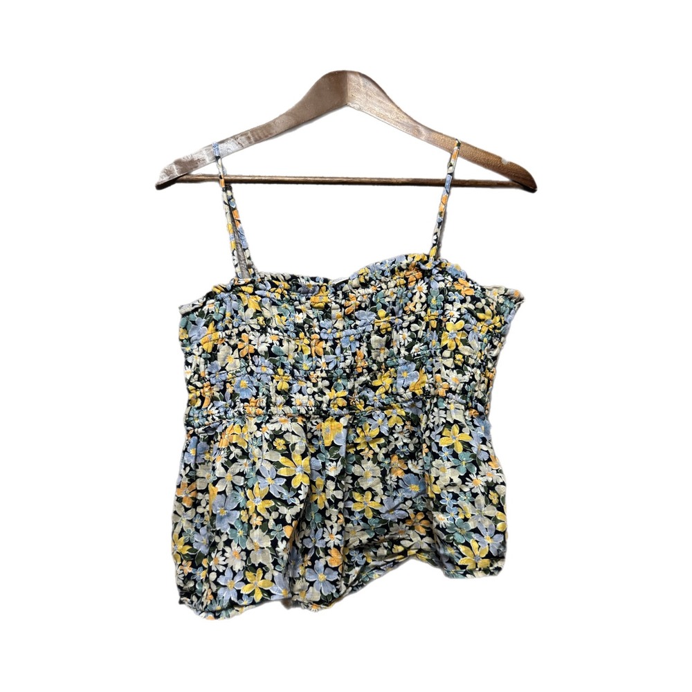 American Eagle Floral Cami Women L Multi Excellent Smocked Peplum Tank Top